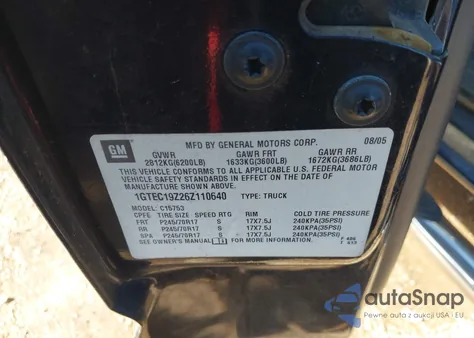 2006 GMC Sierra 1500 Sle2 z USA, uszkodzony, nr VIN 1GTEC19Z26Z110640